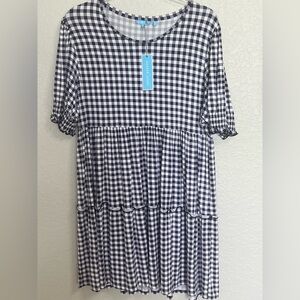 Draper James Navy and White Gingham Top